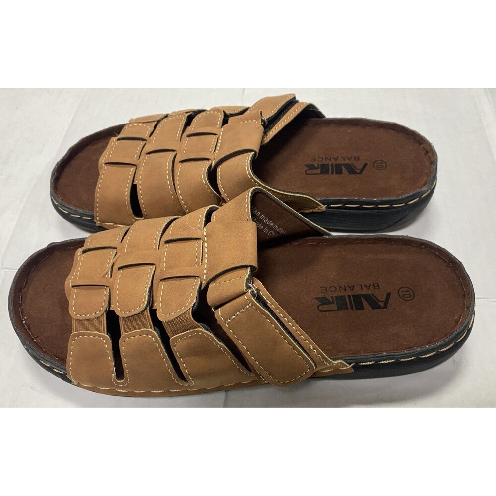 Air Balance Faux Leather Flip Flops Slide Men’s Size 10 Beach Shoe Sandals